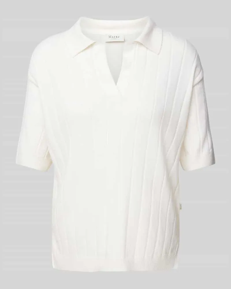 Maerz Strickshirt mit V-Ausschnitt Offwhite
