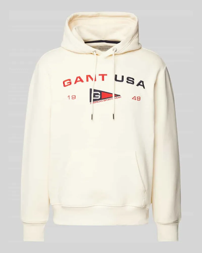 Gant Hoodie mit Label-Print Offwhite