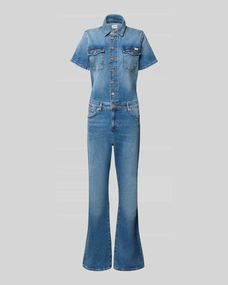 Mustang Flared Denim-Jumpsuit Modell 'KIMMY Jeansblau