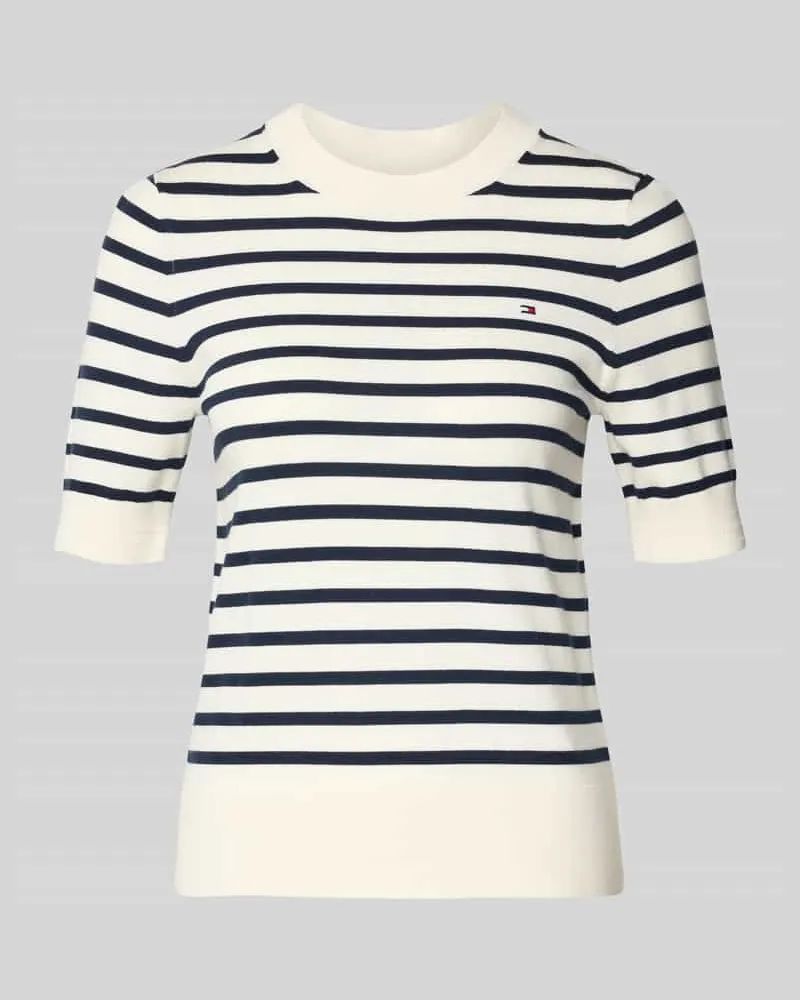 Tommy Hilfiger Regular Fit Strickpullover aus Baumwoll-Mix Ecru