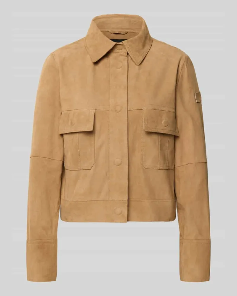 Peuterey Lederjacke mit Pattentaschen Modell 'Era Beige