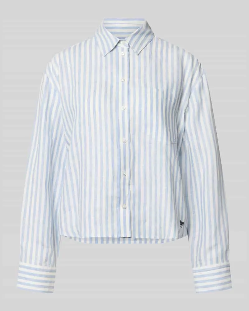 Max Mara Boxy Fit Leinenbluse mit Allover-Muster Modell 'ALBATRO Hellblau