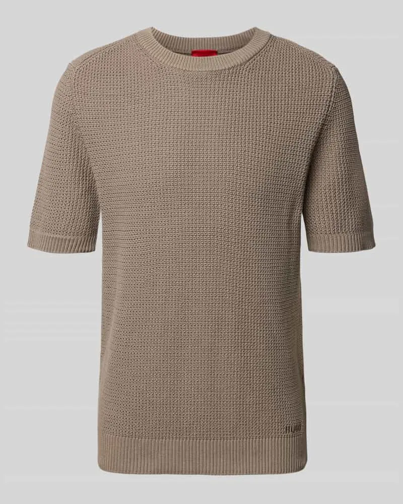 HUGO BOSS Relaxed Fit Strickpullover aus reiner Baumwolle Modell 'SAFFON Hellbraun