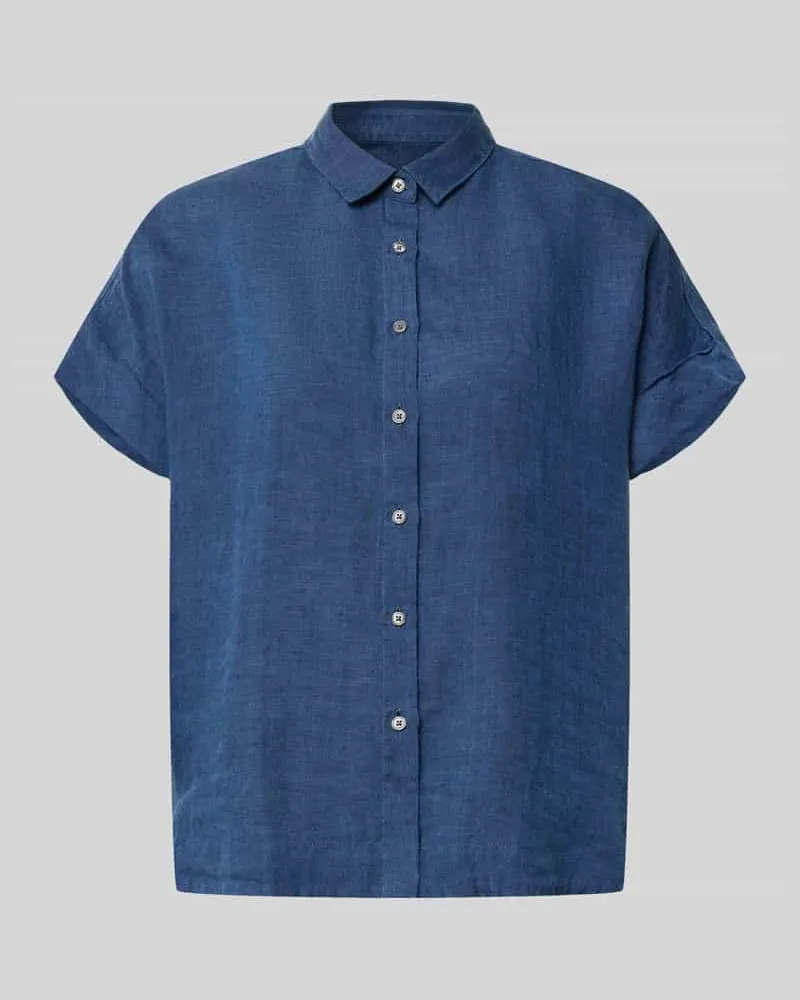 0039 Italy Leinenbluse mit Knopfleiste Modell 'DOLLY Marine
