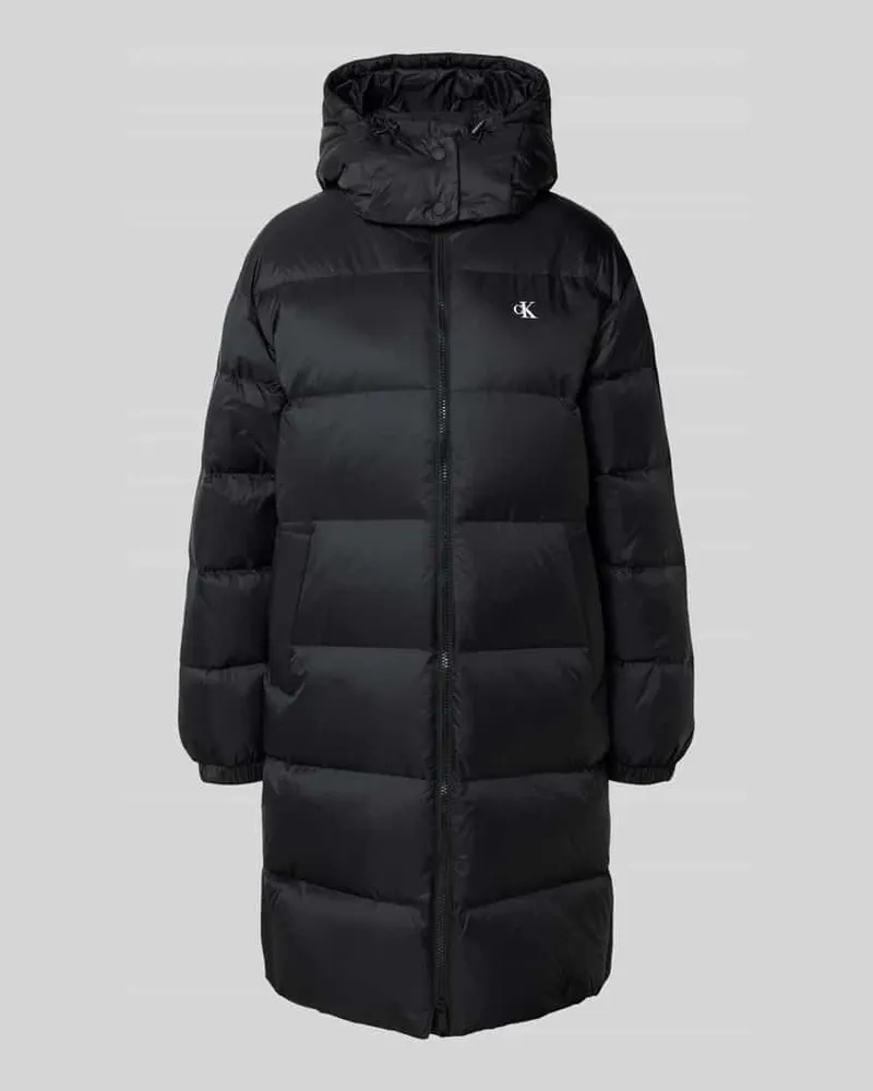 Calvin Klein Regular Fit Steppmantel mit Logo-Print Modell 'Essential Black