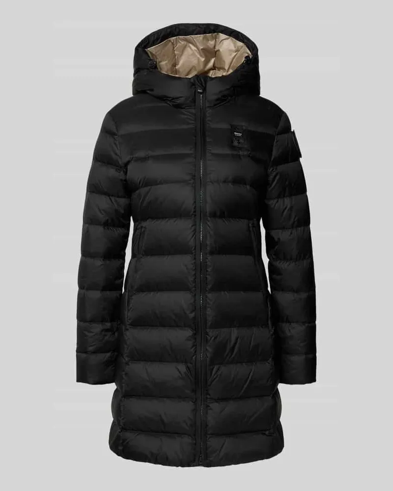 Blauer Daunenmantel mit Kapuze Modell 'AGNES Black