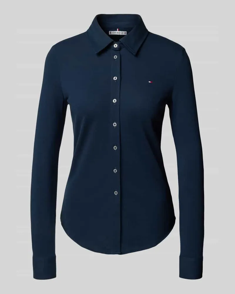 Tommy Hilfiger Shaped Fit Hemdbluse Baumwoll-Mix Marine