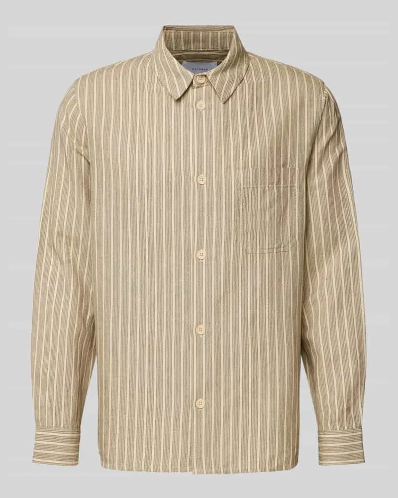 Rotholz Regular Fit Freizeithemd aus Baumwoll-Leinen-Mix Modell 'Casual Sand