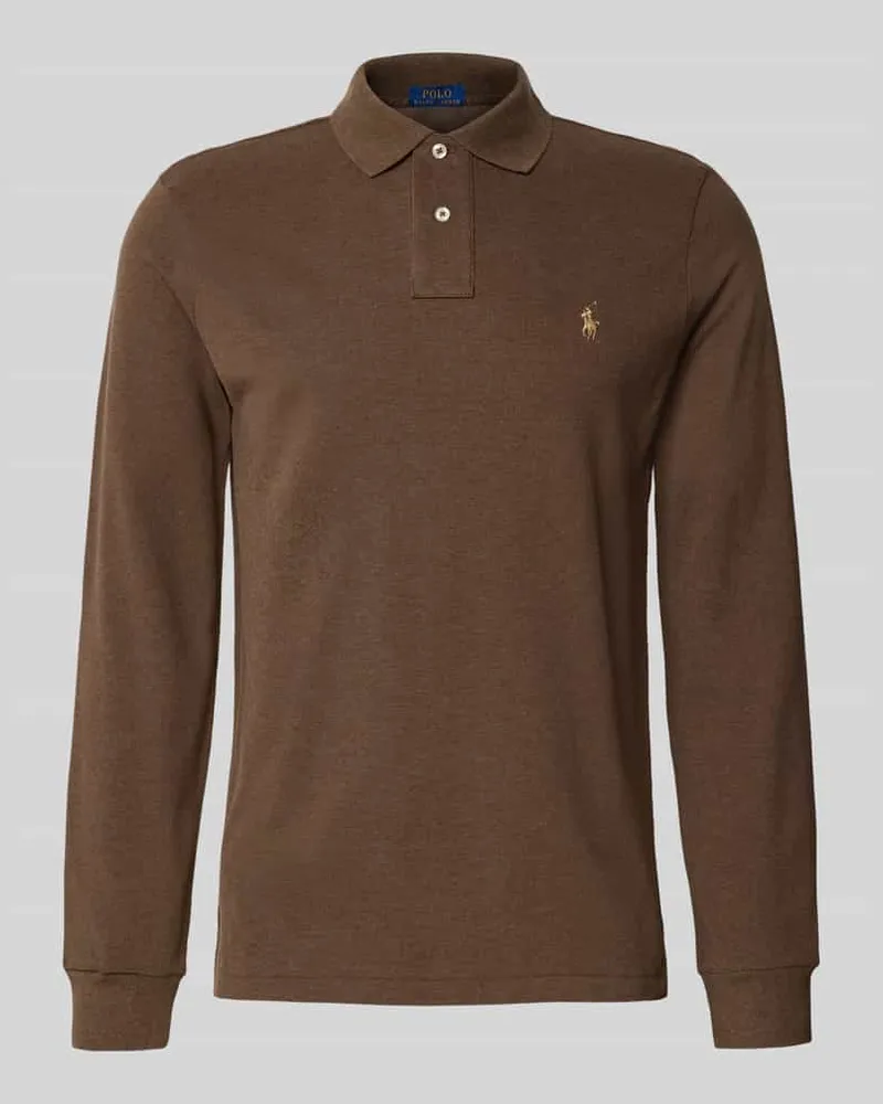 Ralph Lauren Poloshirt mit Label-Stitching Mittelbraun