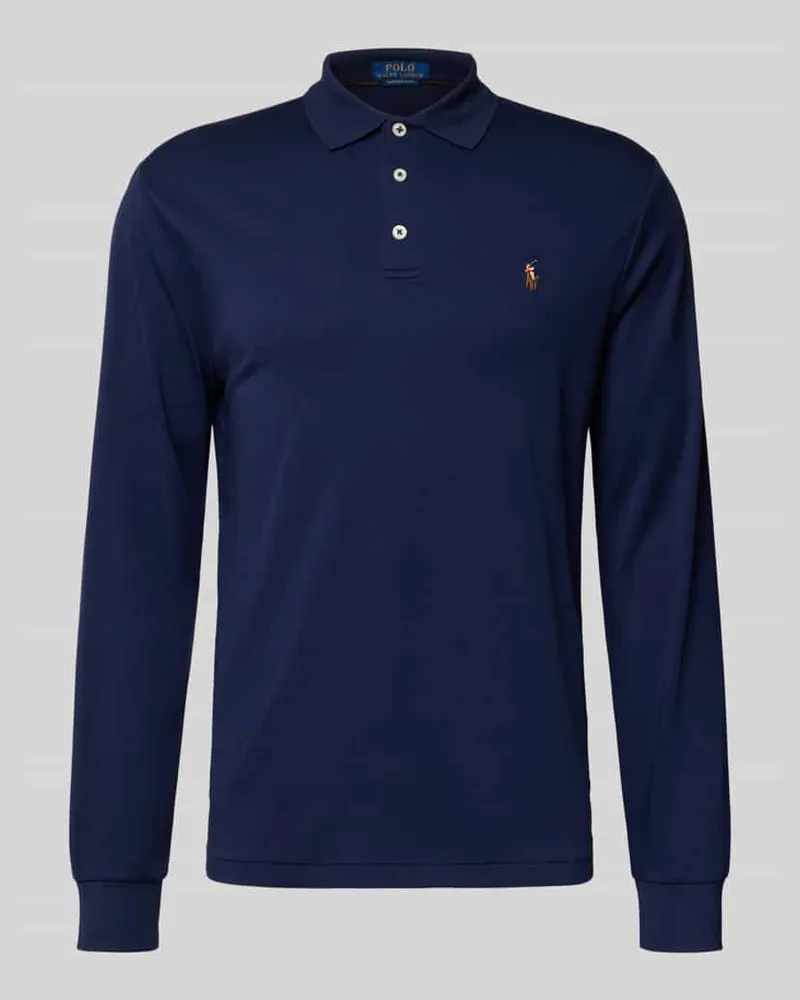 Ralph Lauren Slim Fit Poloshirt in Logo-Stitching Marine