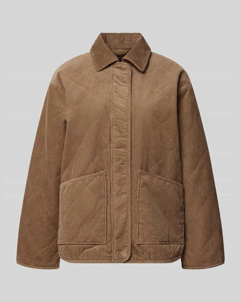 OPUS Kurzmantel mit Cordstruktur aus reiner Baumwolle Modell 'Hekordi Taupe