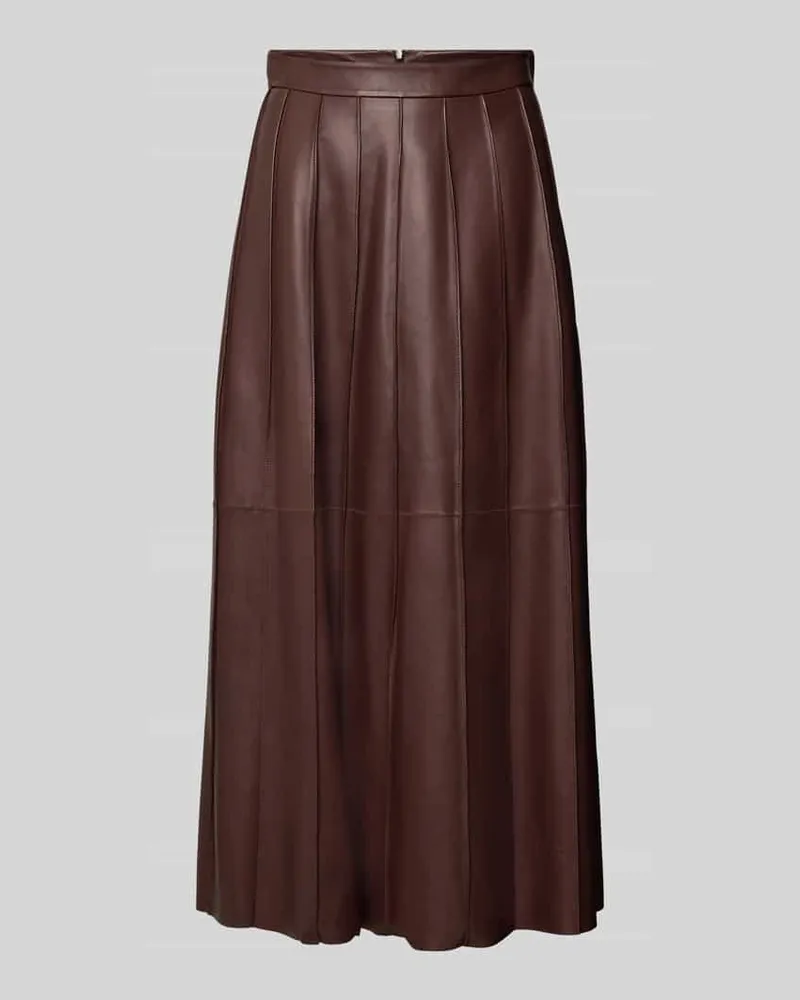 HUGO BOSS Ausgestellter Lederrock mit Reißverschluss Modell 'SEVARA Schoko