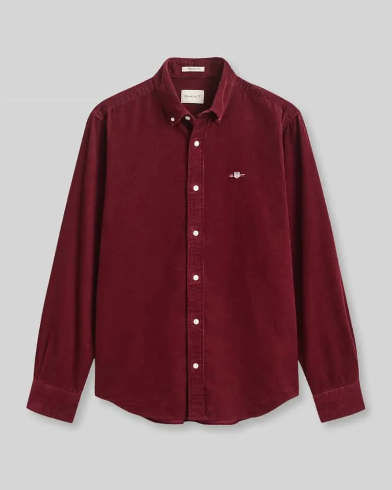Gant Regular Fit Cordhemd mit Logo-Stitching Bordeaux