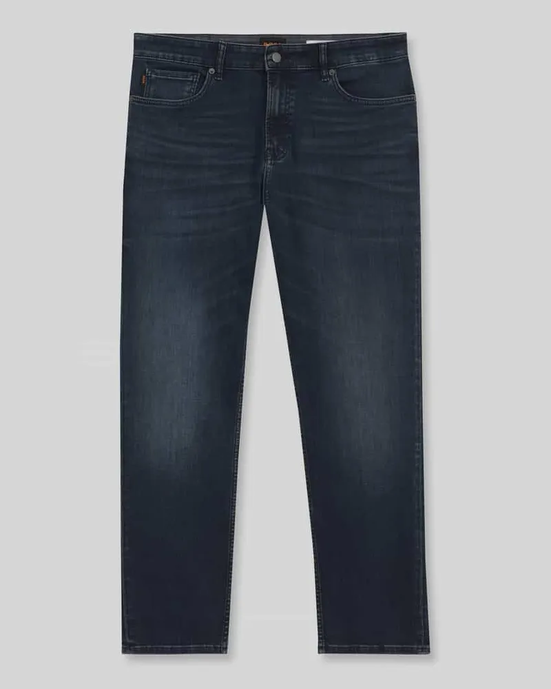 HUGO BOSS Regular Fit Straight Fit Jeans mit Logo-Detail Blau