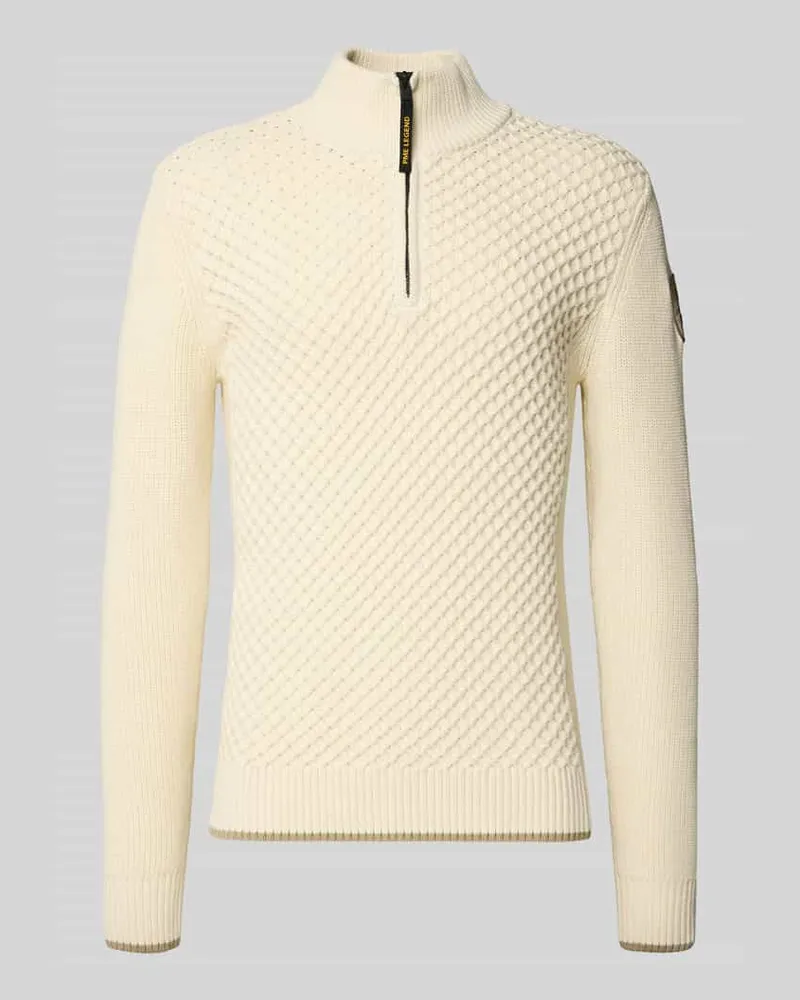 PME Legend Strickpullover mit gerippten Abschlüssen Offwhite