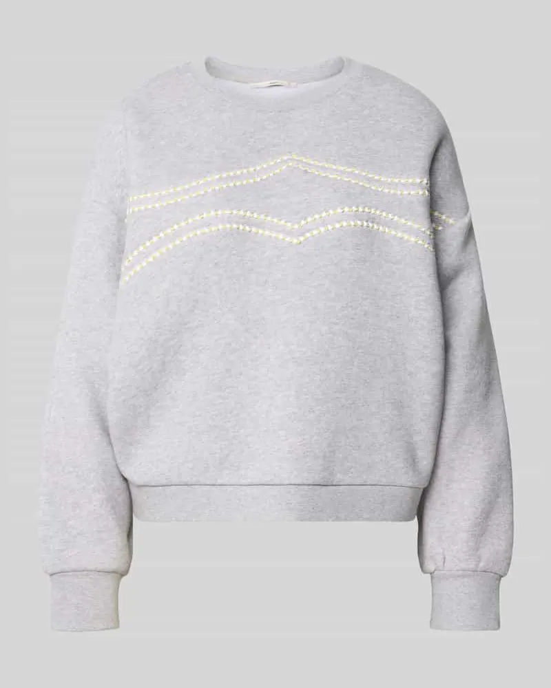 Lanius Oversized Sweatshirt mit Rundhalsausschnitt Hellgrau