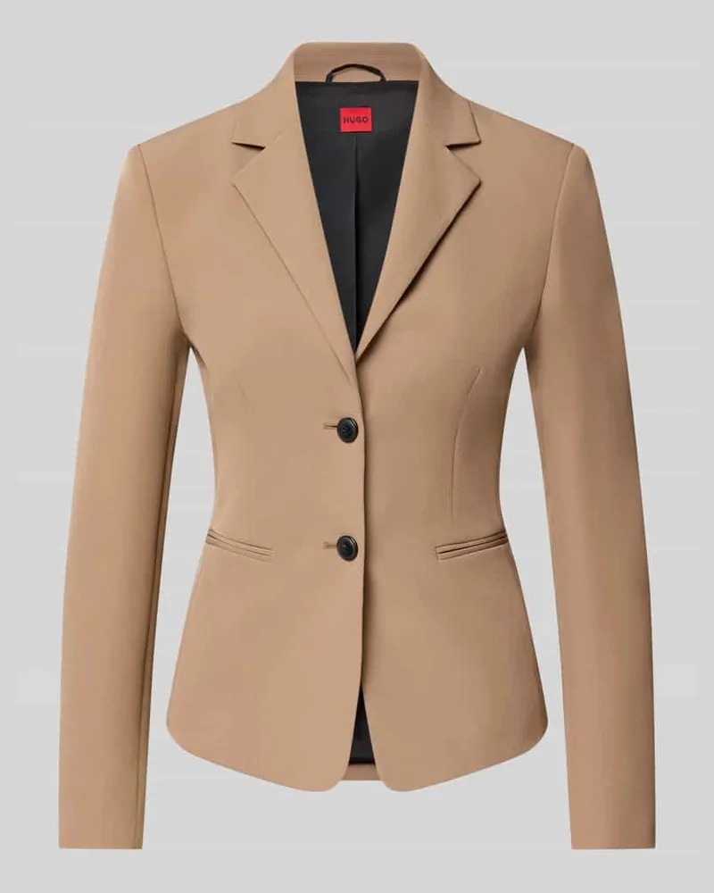 HUGO BOSS Regular Fit Kurzblazer mit Reverskragen Modell 'Agonia Beige