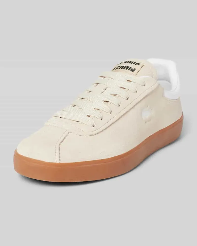Lacoste Ledersneaker mit Label-Detail Modell 'BASESHOT Beige