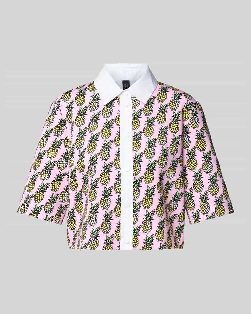 Marc Cain Cropped Bluse mit Kentkragen Pink