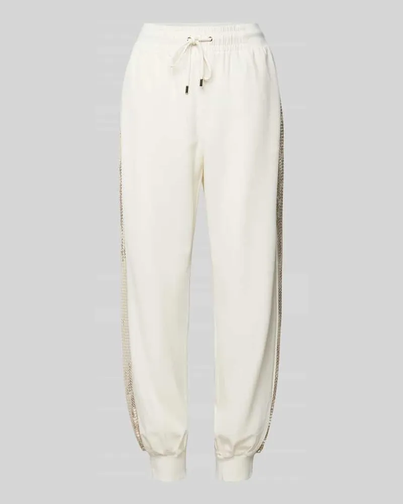 Liu Jo Sweatpants mit Paillettenbesatz Ecru