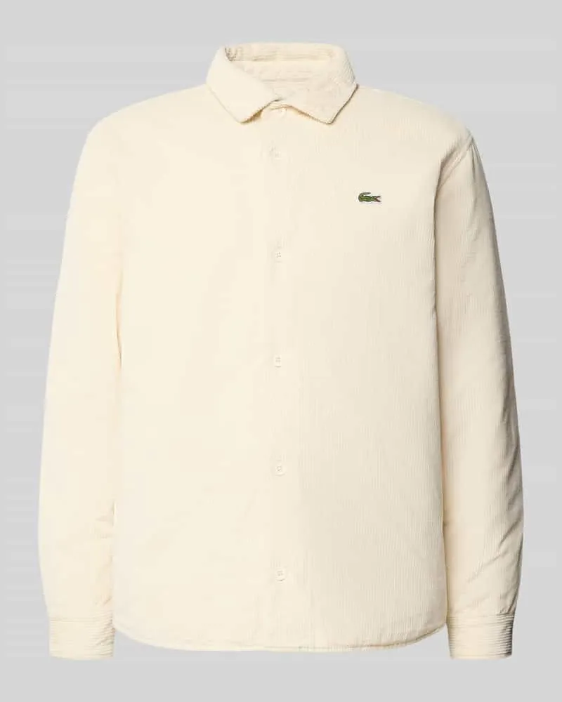 Lacoste Oversized Hemdjacke in Cord-Optik Offwhite