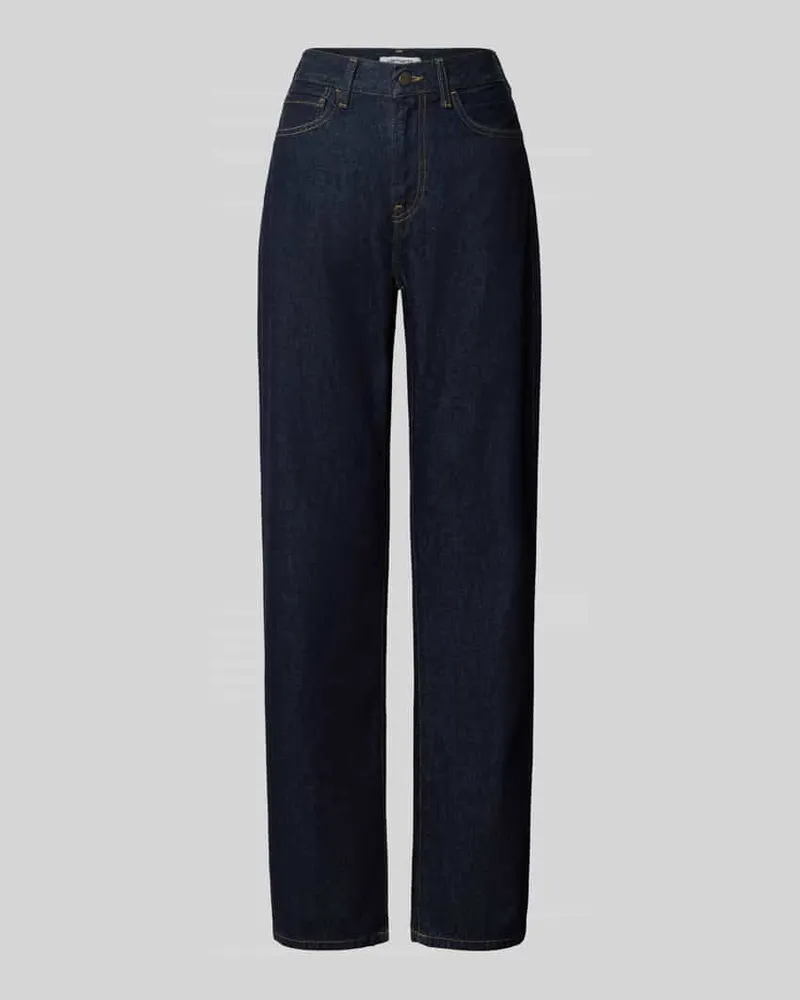 Carhartt WIP Slim Fit Jeans mit Knopfverschluss Modell 'Noxon Dunkelblau