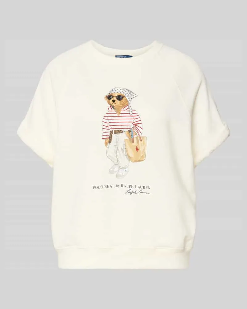 Ralph Lauren Regular Fit Sweatshirt mit Polo Bear Print Ecru