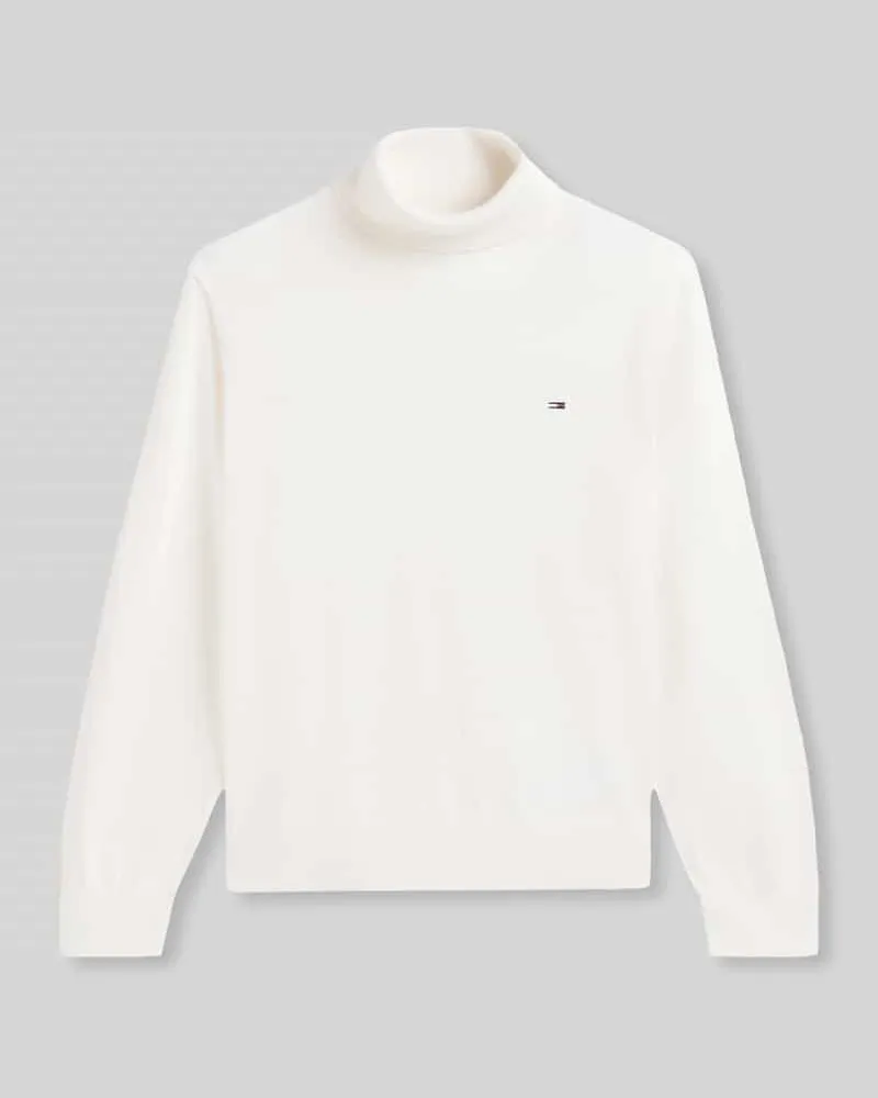 Tommy Hilfiger Regular Fit Rollkragenpullover aus reiner Baumwolle Weiss