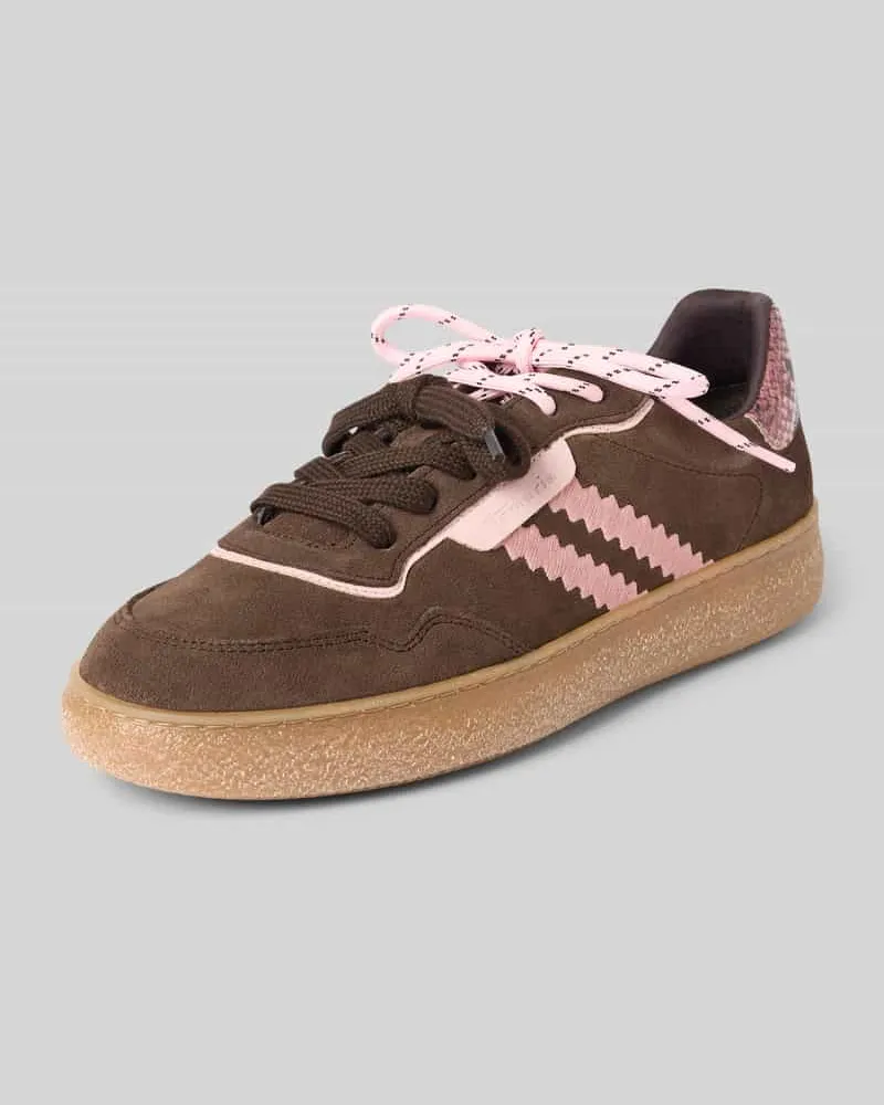 Tamaris Low Top Sneaker aus Veloursleder im Street Style Cognac