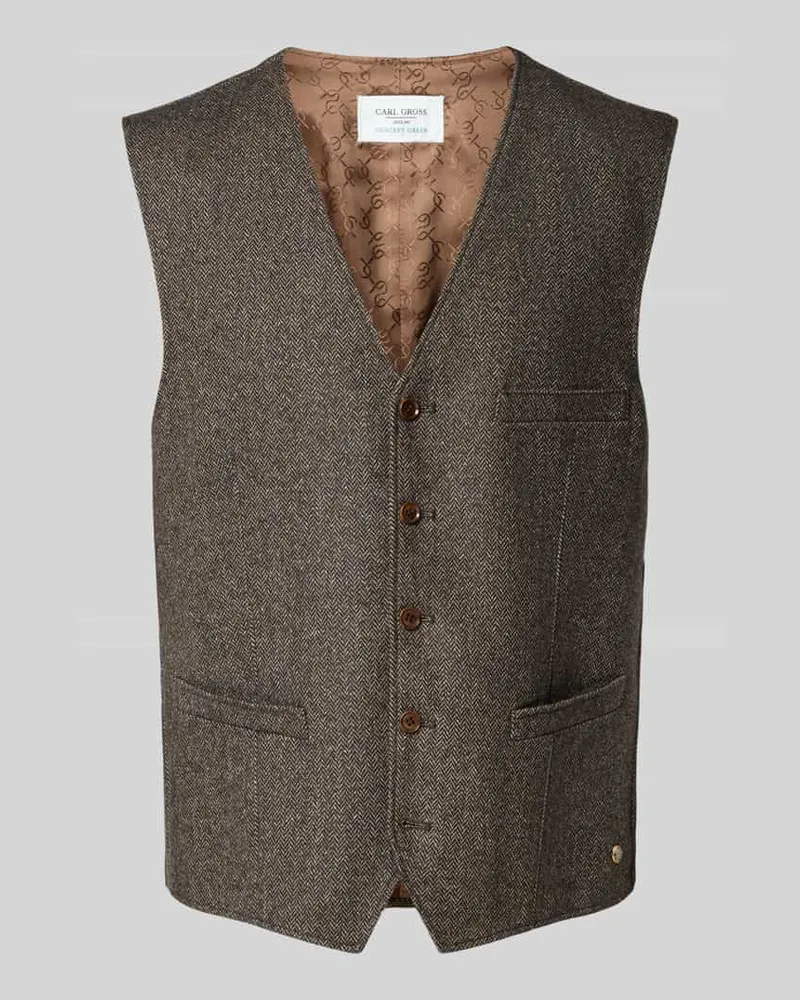 Carl Gross Weste aus Woll-Mix Modell 'Wilson Hellbraun