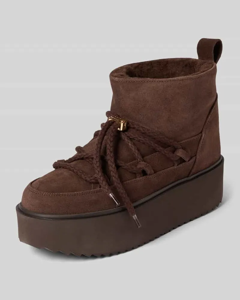 INUIKII Boots aus Leder mit Plateausohle Modell 'CLASSIC LOW PLATFORM Dunkelbraun