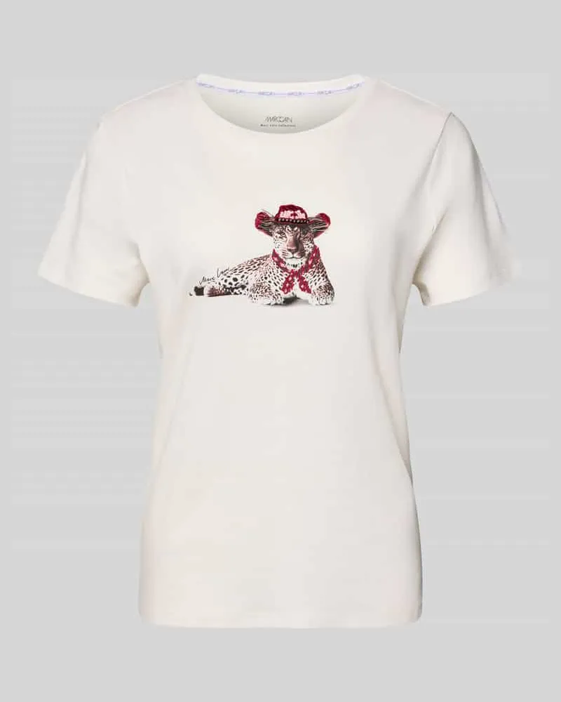 Marc Cain T-Shirt mit Motiv und Rundhalsausschnitt Weiss