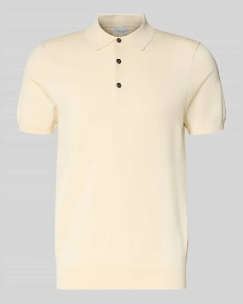 Profuomo Slim Fit Poloshirt mit Knopfleiste Offwhite