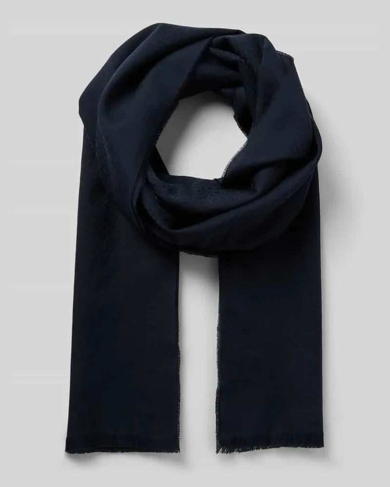 HUGO BOSS Schal aus Baumwoll-Woll-Mix Modell 'LEDONIO Dunkelblau