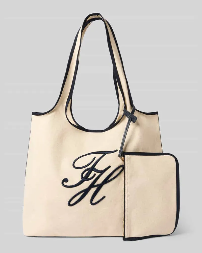 Tommy Hilfiger Strandtasche aus Baumwoll-Leinen-Mix Offwhite