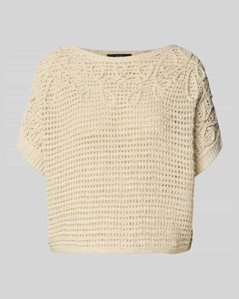 Oui  Strickpullover mit U-Boot-Ausschnitt und 1/2-Arm Ecru