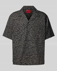 HUGO BOSS Relaxed Fit Freizeithemd mit Allover-Motiv-Print Modell 'Egeeno Black