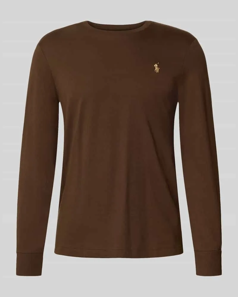 Ralph Lauren Regular Fit Longsleeve mit Logo-Stitching Modell 'Jersey Mittelbraun