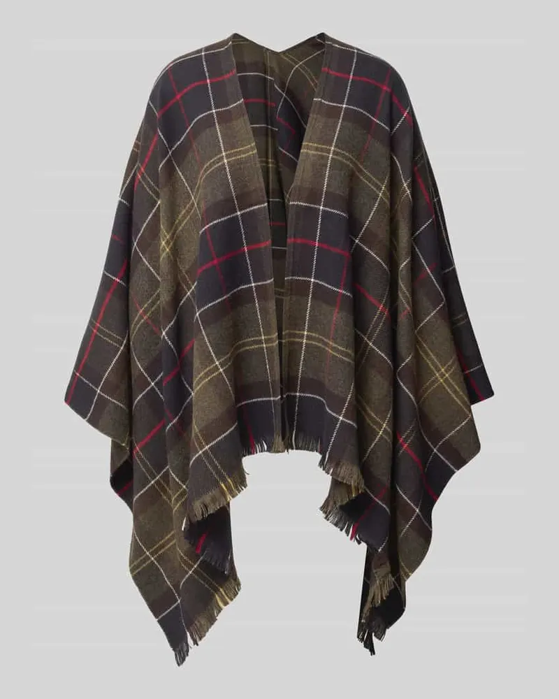 Barbour Poncho aus Wolle mit Fransen Modell 'STAFFIN Oliv