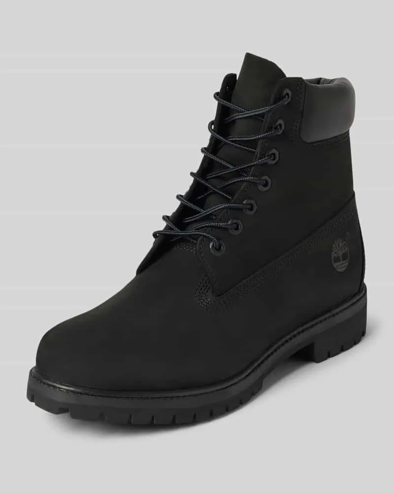 Timberland Schnürboots aus Leder mit Logo-Detail Black
