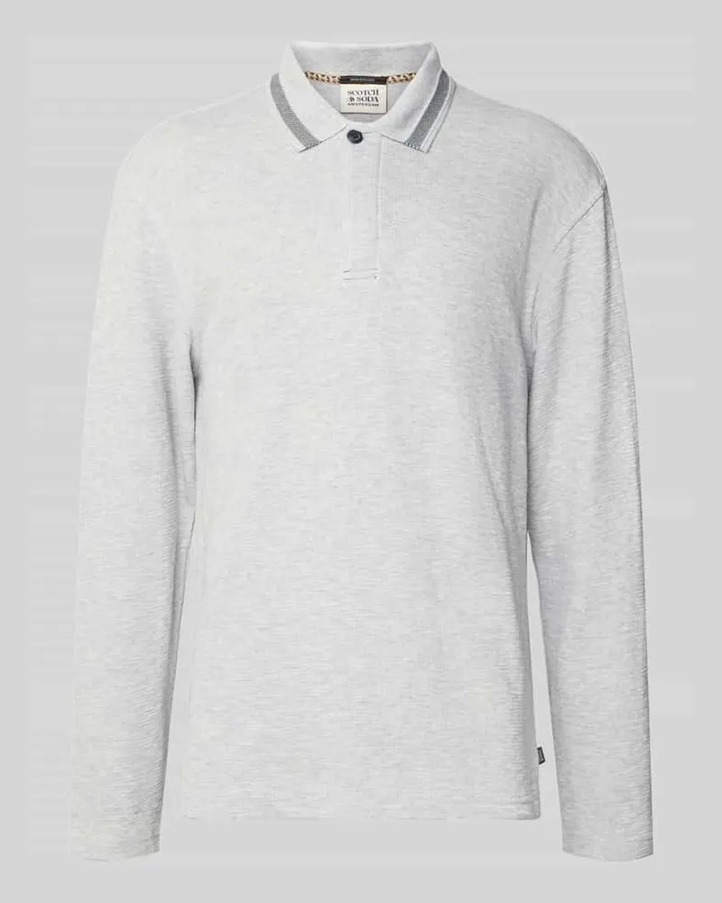 Scotch&Soda Poloshirt mit kurzer verdeckter Knopfleiste Mittelgrau