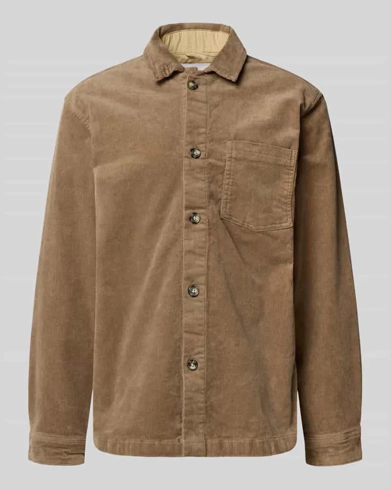 Lindbergh Modern Fit Hemdjacke mit Brusttasche Modell 'Superflex Sand