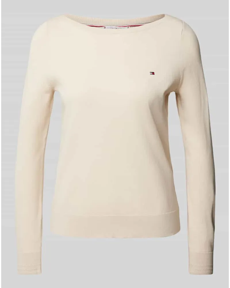 Tommy Hilfiger Strickpullover mit U-Boot-Ausschnitt Beige