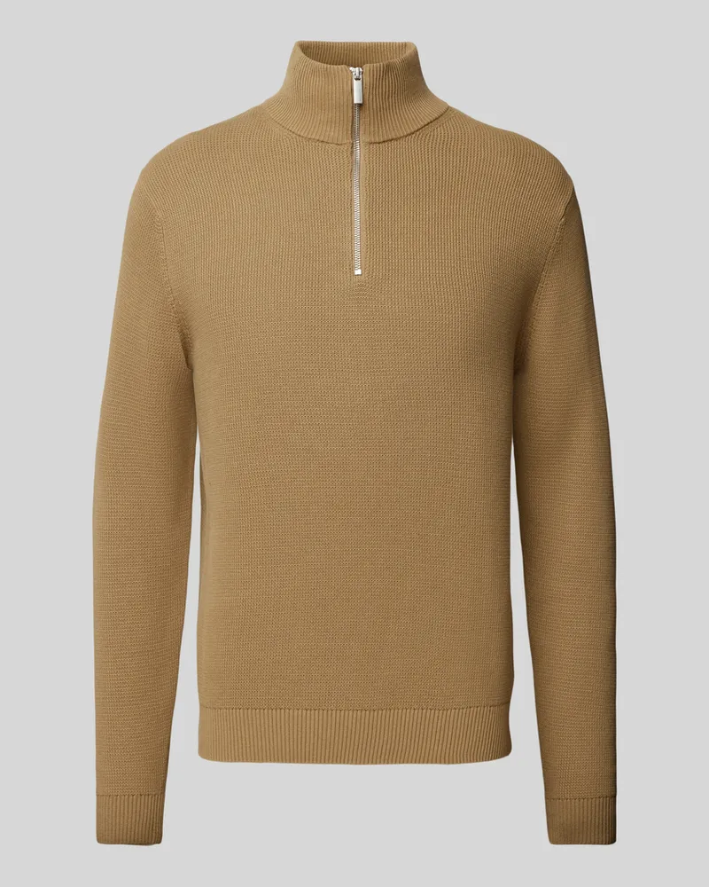 Selected Homme Strickpullover mit gerippten Abschlüssen Modell 'DANE Camel