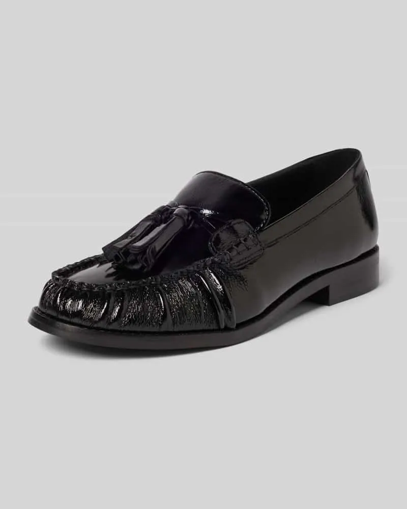 Alohas Loafers aus echtem Leder mit Zierquasten Modell 'Marietta Black
