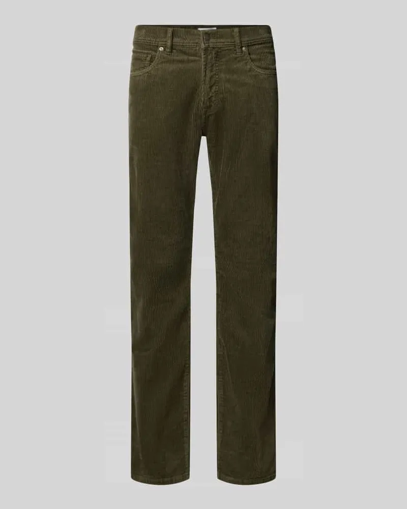 Pierre Cardin Straight Fit Cordhose aus elastischem Baumwoll-Mix Modell 'Laval Oliv