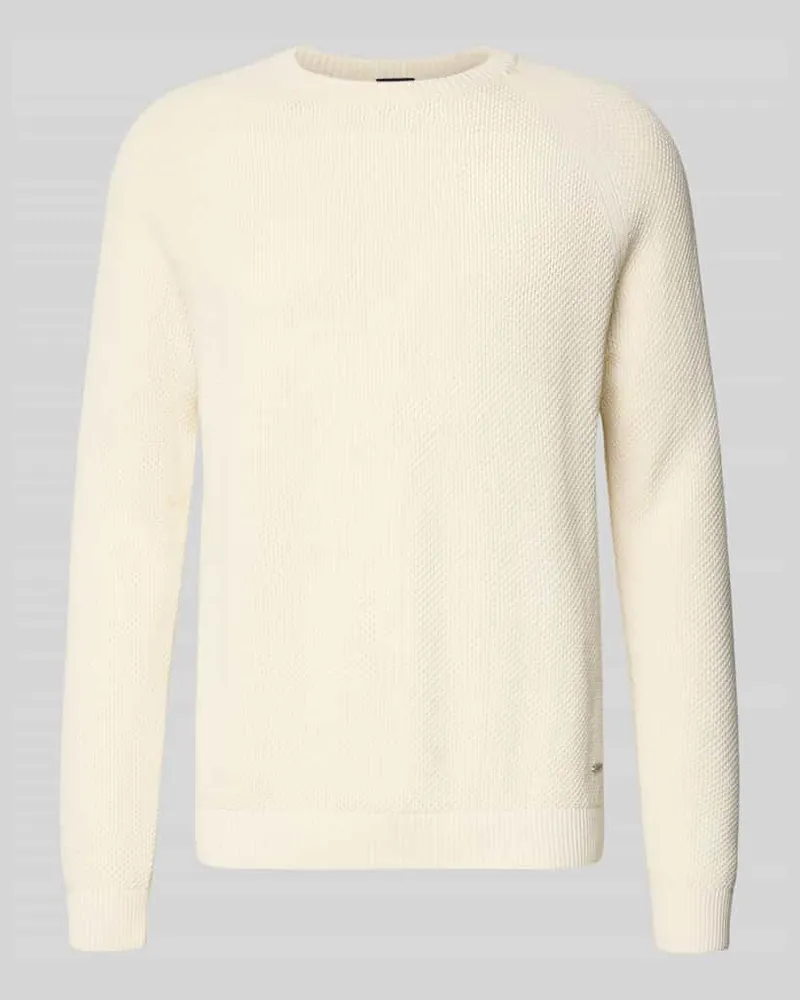 JOOP! Strickpullover mit gerippten Abschlüssen Modell 'Nadion Offwhite
