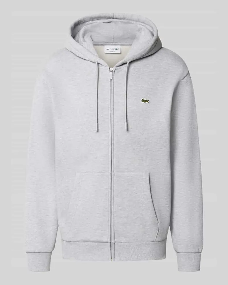 Lacoste Regular Fit Sweatjacke aus Baumwoll-Mix Hellgrau