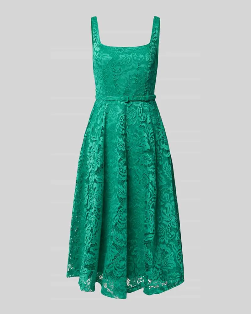 Rinascimento Knielanges Kleid mit Allover-Spitzen-Besatz Gruen
