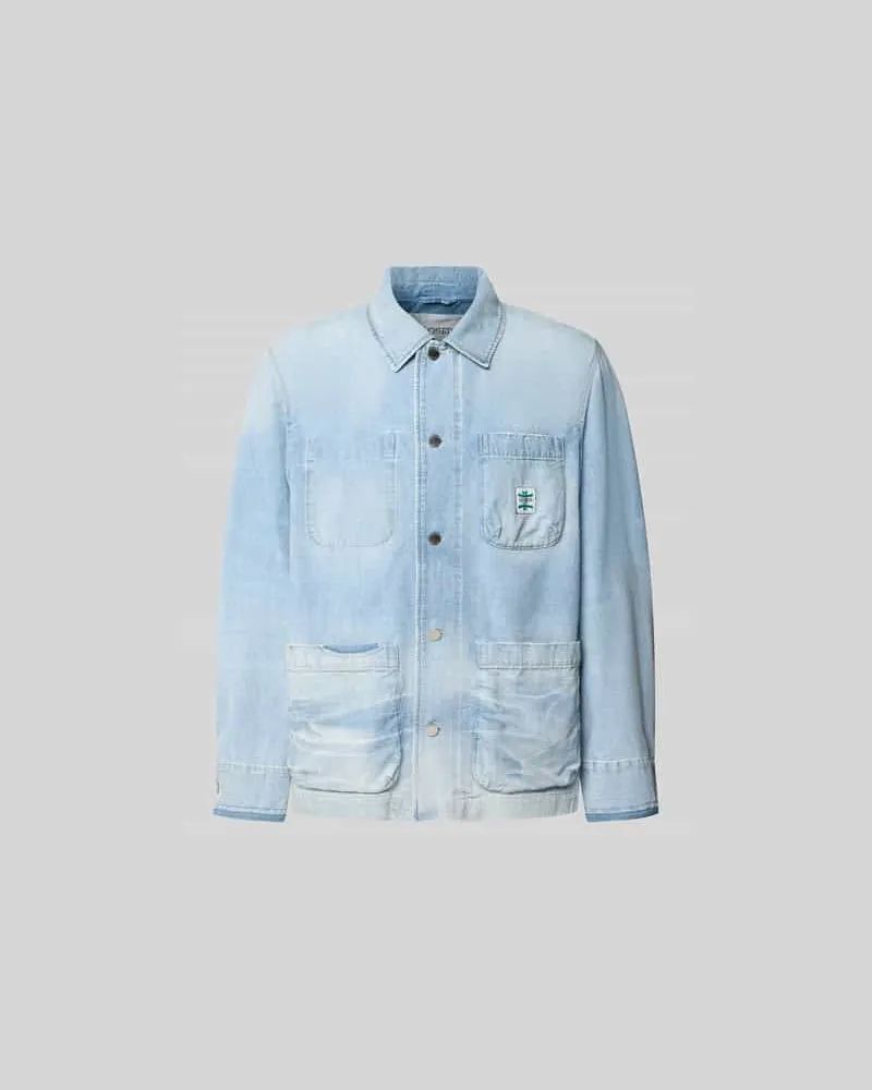 Closed Relaxed Fit Hemdjacke in Denim-Optik Hellblau